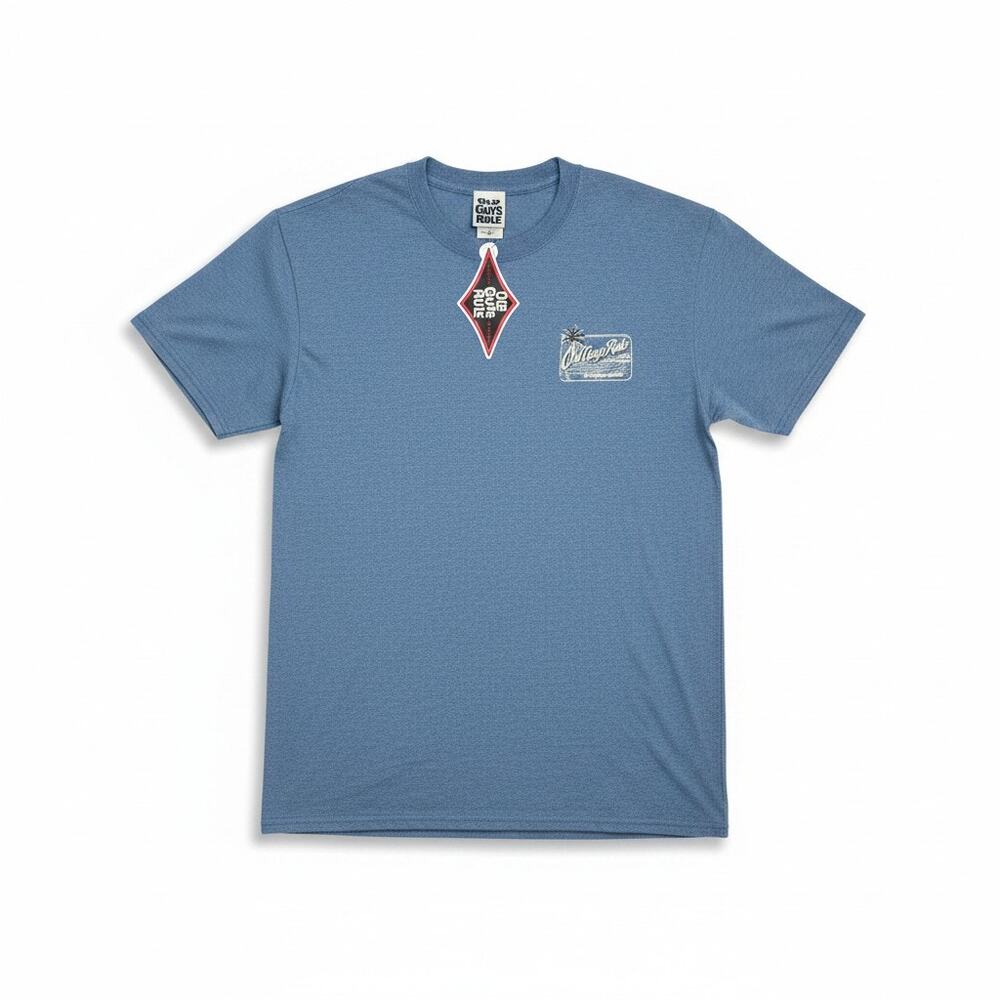 NEW Old Guys Rule L Heather Blue Cotton Blend T Shirt Casual Vacation Boat Fish